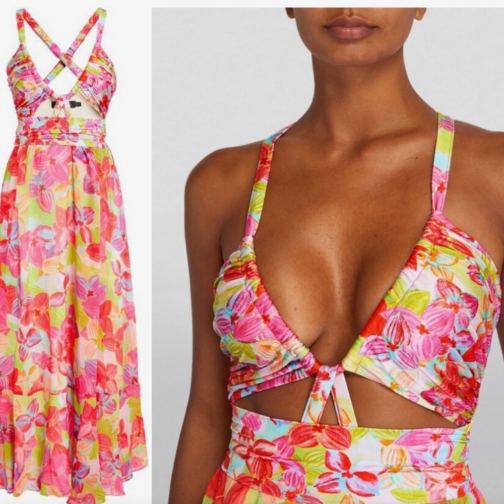 PatBO Floral Hydra maxi cutout Dress size S